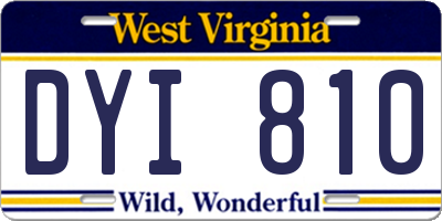 WV license plate DYI810