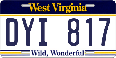 WV license plate DYI817