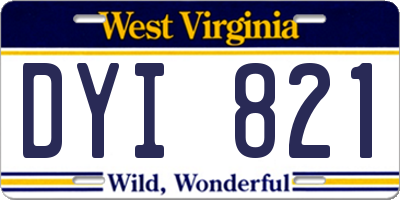 WV license plate DYI821