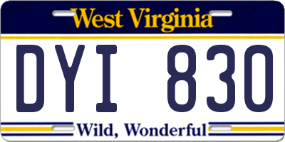 WV license plate DYI830