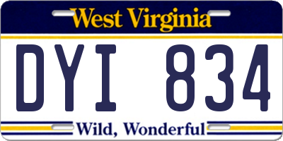 WV license plate DYI834