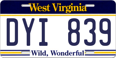 WV license plate DYI839