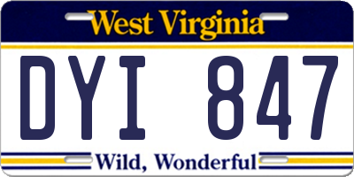 WV license plate DYI847