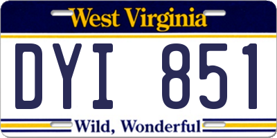 WV license plate DYI851