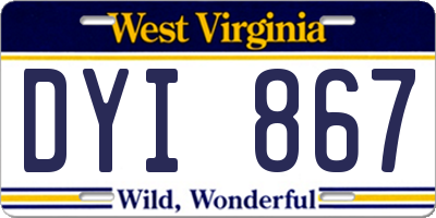 WV license plate DYI867