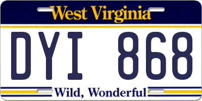 WV license plate DYI868