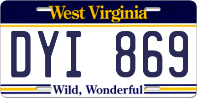WV license plate DYI869