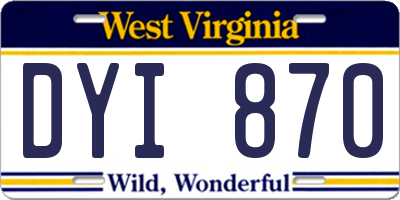 WV license plate DYI870
