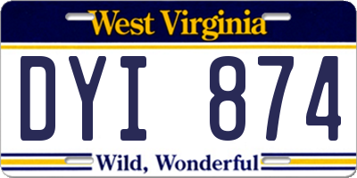 WV license plate DYI874