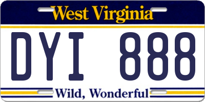 WV license plate DYI888