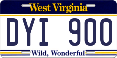 WV license plate DYI900