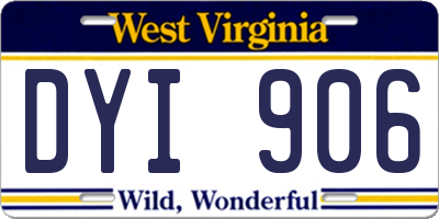 WV license plate DYI906