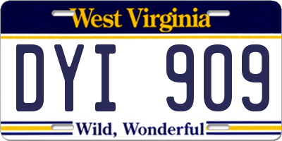 WV license plate DYI909