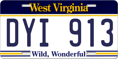 WV license plate DYI913