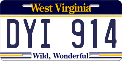 WV license plate DYI914