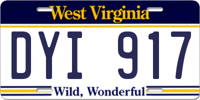 WV license plate DYI917