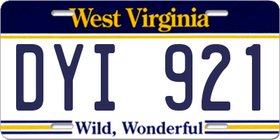 WV license plate DYI921
