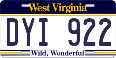 WV license plate DYI922