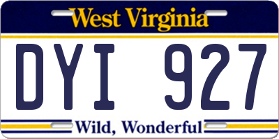 WV license plate DYI927