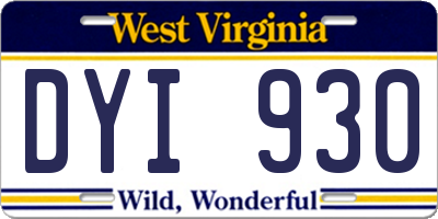 WV license plate DYI930