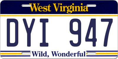 WV license plate DYI947