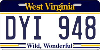 WV license plate DYI948