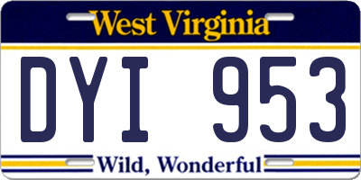 WV license plate DYI953