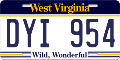 WV license plate DYI954