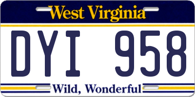 WV license plate DYI958