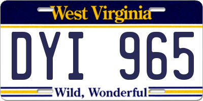 WV license plate DYI965