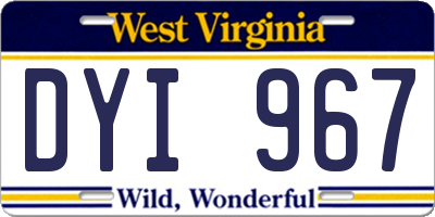WV license plate DYI967