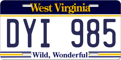 WV license plate DYI985