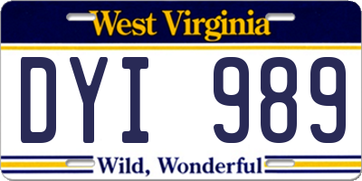 WV license plate DYI989