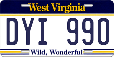 WV license plate DYI990