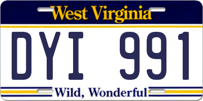 WV license plate DYI991