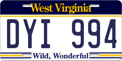 WV license plate DYI994