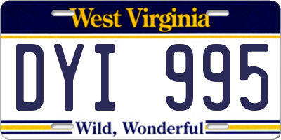 WV license plate DYI995