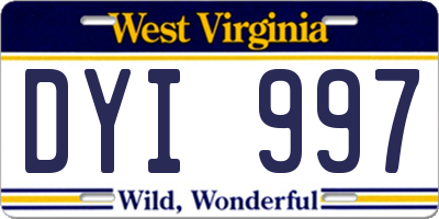 WV license plate DYI997