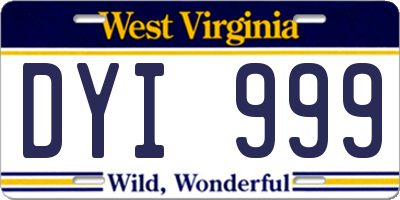 WV license plate DYI999