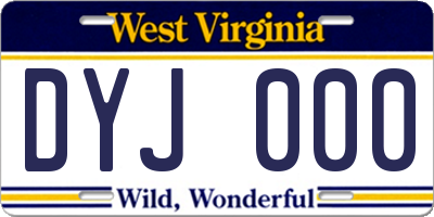 WV license plate DYJ000