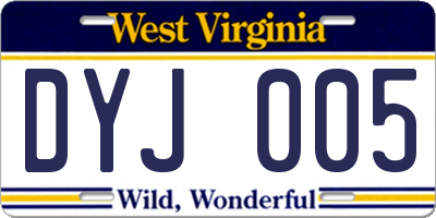 WV license plate DYJ005