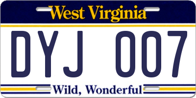 WV license plate DYJ007