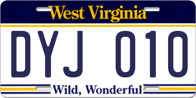WV license plate DYJ010