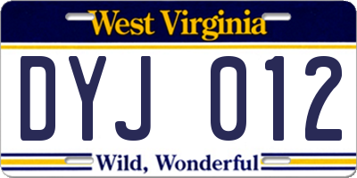 WV license plate DYJ012