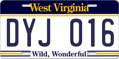 WV license plate DYJ016