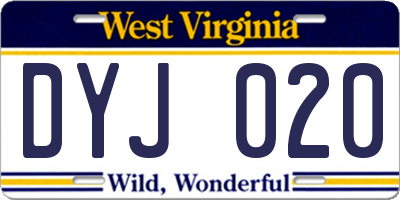 WV license plate DYJ020