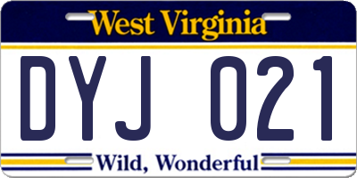 WV license plate DYJ021