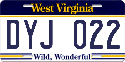 WV license plate DYJ022