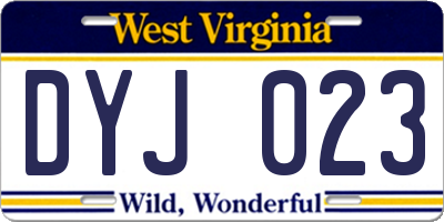 WV license plate DYJ023