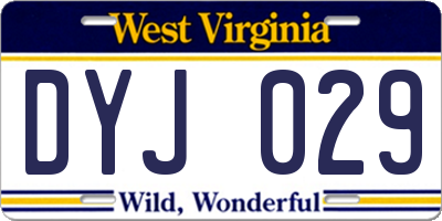 WV license plate DYJ029